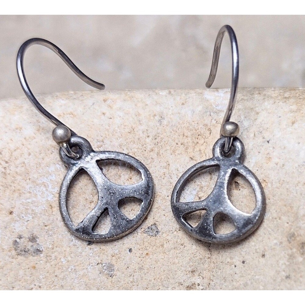 Lucky Brand Peace Sign Earrings Small Petite NEW